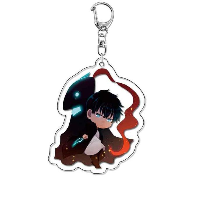 Gantungan Kunci Solo Leveling Akrilik Transparan Keychain Sung Jinwoo Souvenir Hadiah Ganci Anime - 