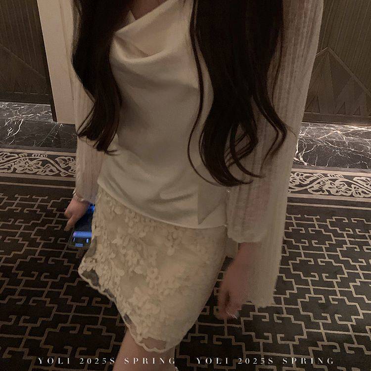 Apricot Lace Skirt Design Sense Niche Temperament Skirt Apricot Lace Skirt Design Sense Niche Temper