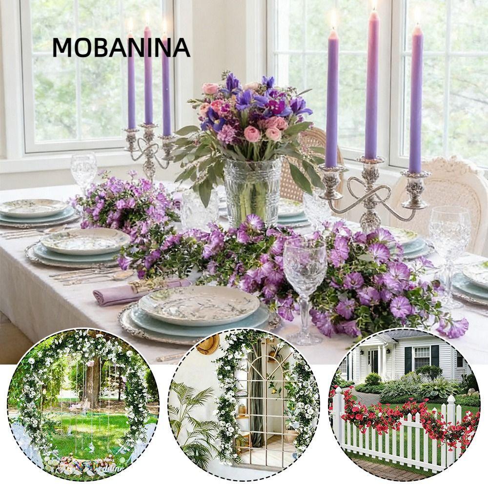 MOBANINA Sống Động Như Thật Morning Glory Vine, Nhiều Màu DIY Morning Glory Hoa Nhân Tạo, Hoa Giả Lá