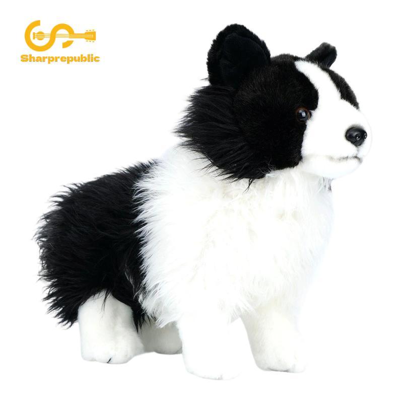 Sharprepublic Thú Nhồi Bông Border Collie Đồ Chơi Cho Chó Collie, Thực Tế, Dễ Thương, Đứng, Đen Trắn