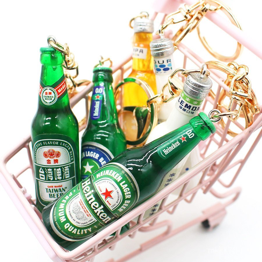 Trang Trí Móc Khóa Máy Mô Phỏng Đài Loan Nước Giải Khát Chai Thực Phẩm Bia Trang Trí Búp Bê Rượu Nướ