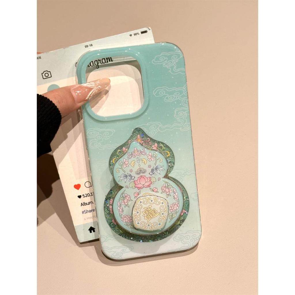 Wang Shell WANGKE Hợp Thời Trang Quốc Gia Mới Phong Cách Trung Hoa Lấp Lánh Xanh May Mắn Bầu Tua Rua