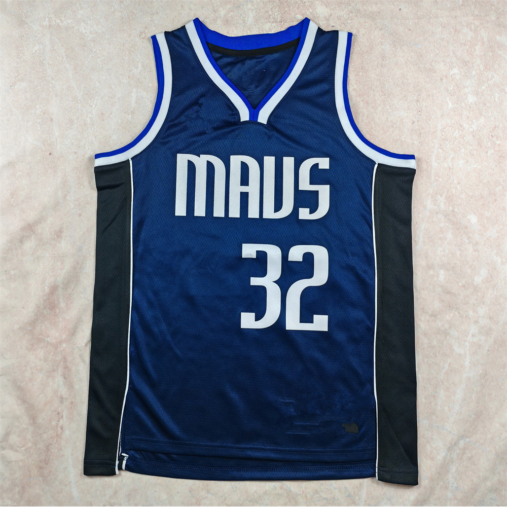 Jersey Hot Press Version Calf Basketball Jersey No. 32 Phiên bản công bố màu xanh đậm Cờ Jersey