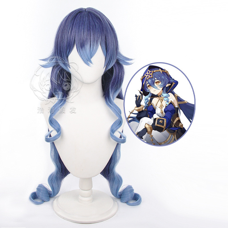 Misscoo - Tóc giả cosplay Layla Genshin Impact màu xanh gradient, chịu nhiệt