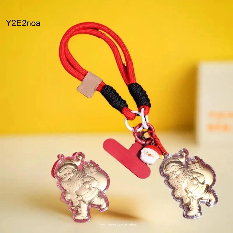 Y2E2noa Vàng Ông Già Noel Điện Thoại Di Động Dây Hoạt Hình Móc Khóa Treo Dây Xích Túi Mặt Dây Chuyền