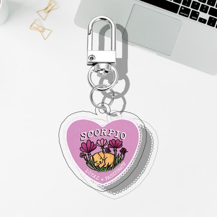 Zodiac Keychain on Acrylic Frame | Gantungan Kunci Zodiac UV Printed 2 sisi on 3 mm Acrylic Frame - 