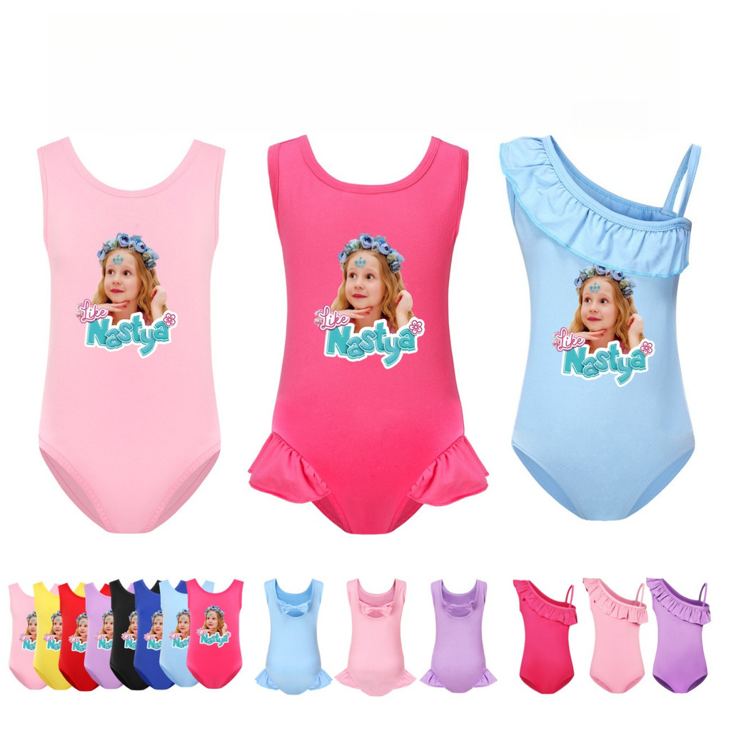 5530 Trẻ Em Bé Gái Nastya In Hình Đồ Bơi Ruffle