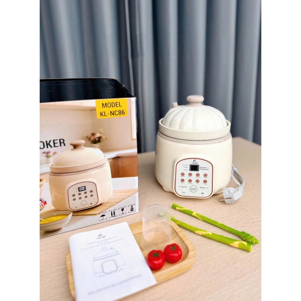 Nồi Nấu Cháo Chậm Kailer KL-NC86 Lòng Gốm Cao Cấp An Toàn Cho Trẻ - Sử Dụng Cho Cả Gia Đình. Tích Hợp Nhiều Chức Năng