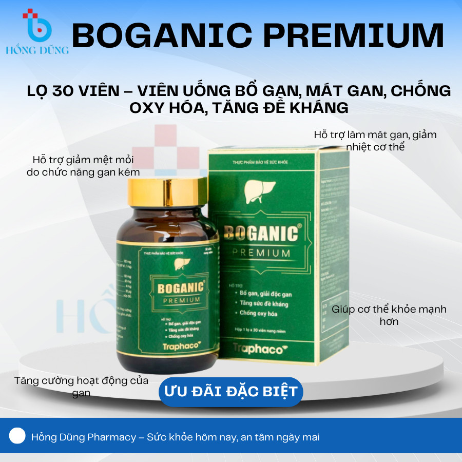 Boganic Premium Traphaco – Viên Uống Bổ Gan, Mát Gan, Chống Oxy Hóa, Tăng Đề Kháng 30 Viên/Hộp