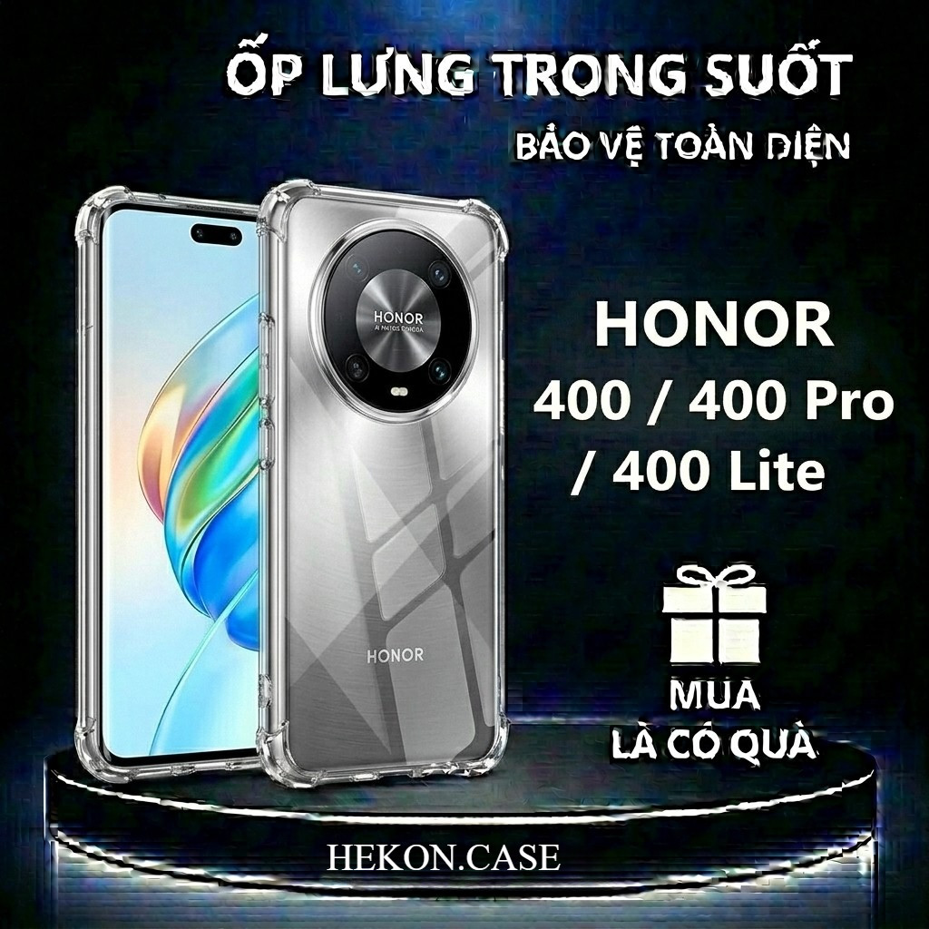 Ốp lưng chống sốc Honor 400/ 400 Pro/ 400 Lite trong suốt, silicon, bảo vệ camera-HEKON.CASE