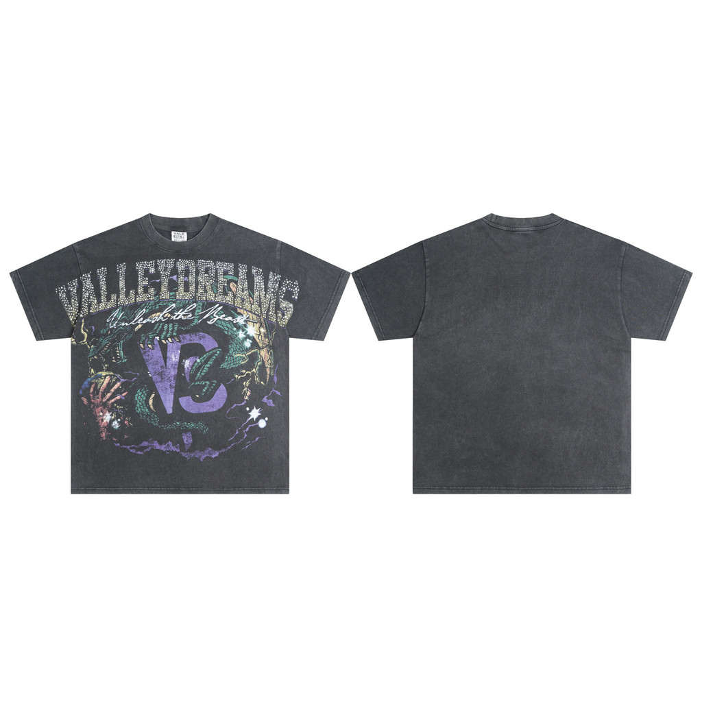 BYFH Vale Forever ENTER THE DRAGON White ink direct-print rhinestone short-sleeve shirt T T-shirt Am