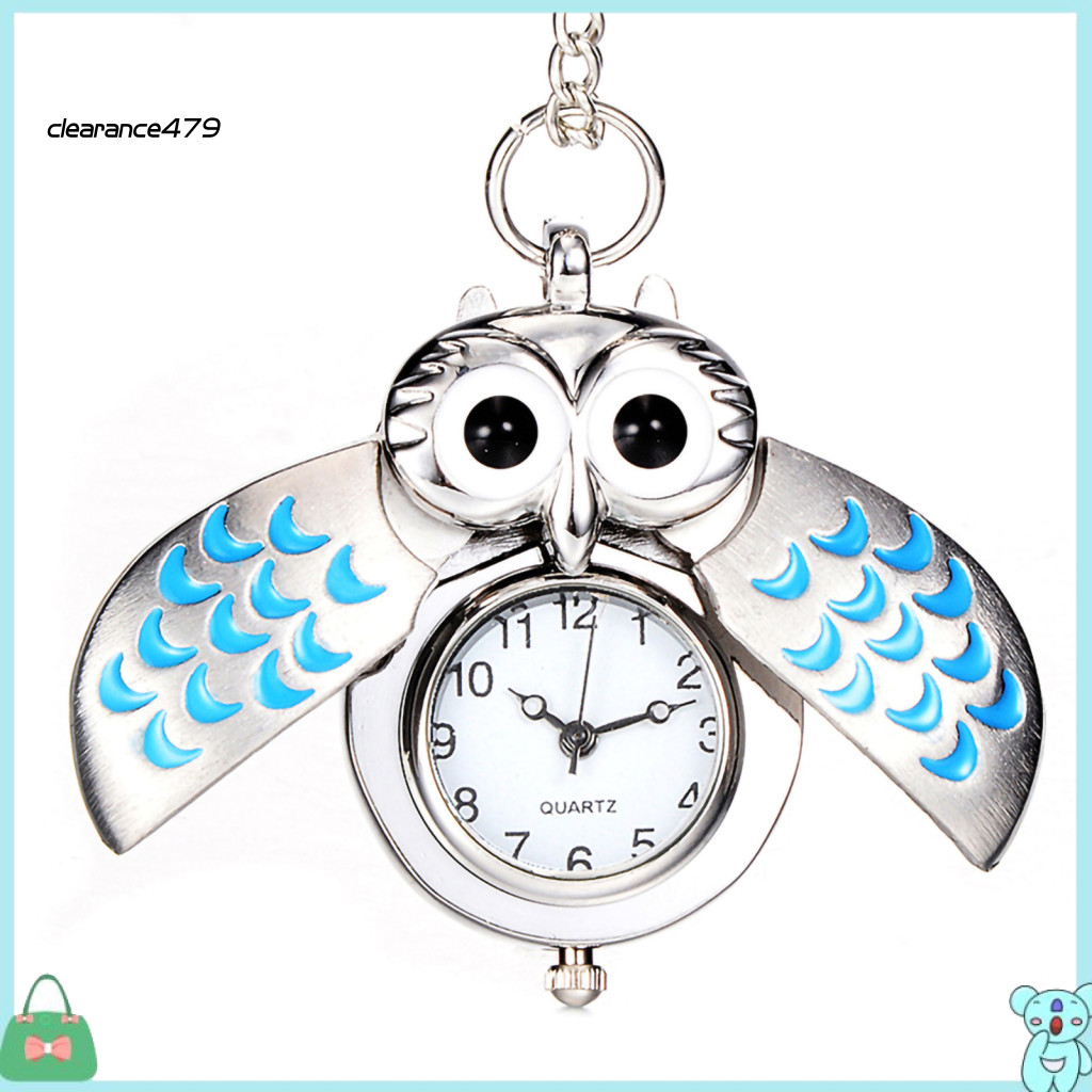 Clearance479 Hoạt Hình Cánh Cú Đồng Hồ Bỏ Túi Thạch Anh Analog Mặt Dây Chuyền Vòng Cổ Xmas