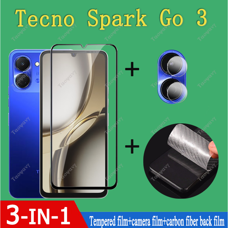 Miếng dán bảo vệ màn hình 3in1 cho Tecno Spark Go 3 Kính cường lực Spark Go 2 Spark 40C Spark Go 1 G