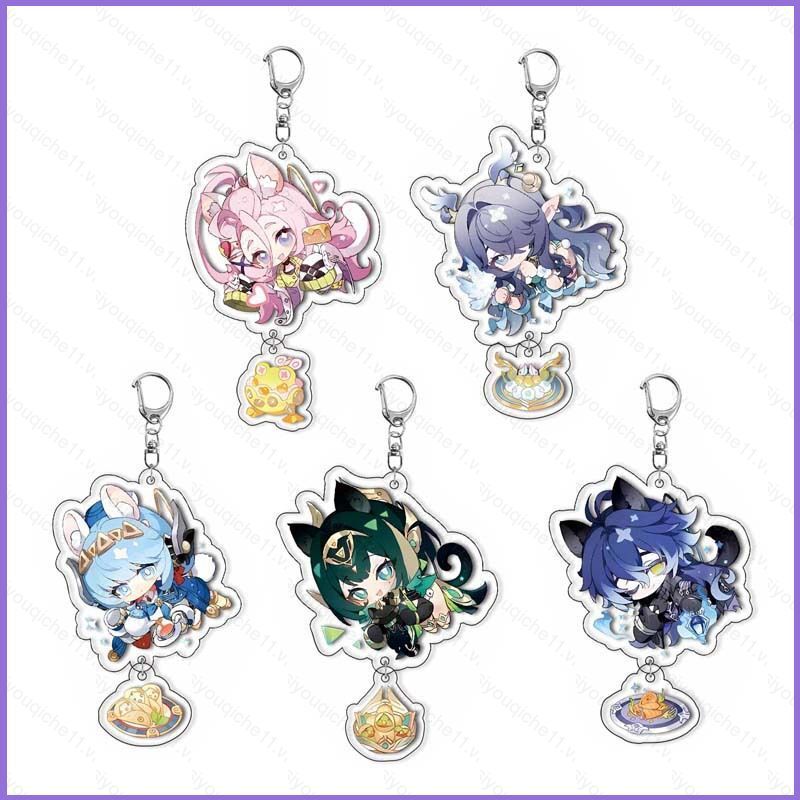 SQ11 Genshin Tác Động Aino Acrylic Móc Khóa Nefer Ineffa Mặt Dây Chuyền Hoạt Hình Túi Phụ Kiện Anime