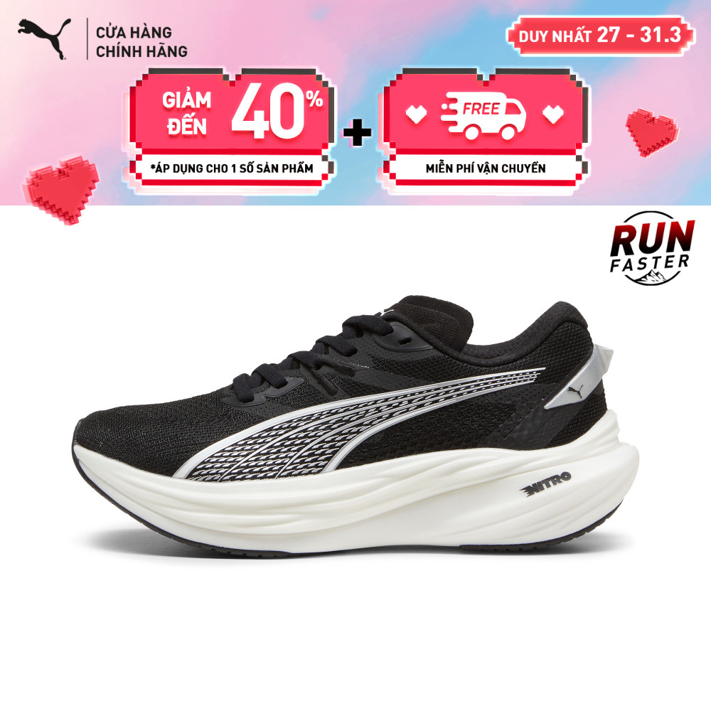 Giày Chạy Bộ PUMA Nữ Deviate NITRO 3 Wns Black-White-Silver Màu Đen
