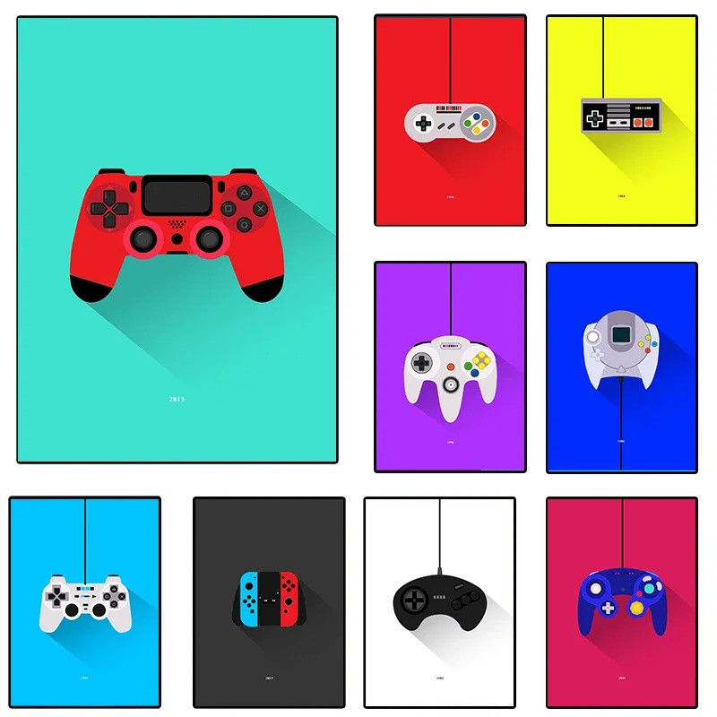 EY8J 80 Nhiều Màu Sắc Nintendo Video Gaming Poster Game Thủ VR Swith Game Teen Boys Thẩm Mỹ Treo Tườ