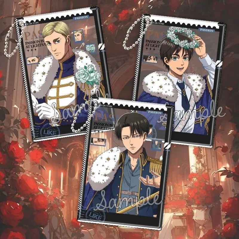 Móc khóa Anime Attack on Titan AOT hình thẻ trong suốt Eren Jaeger Levi Erwin Smith Acrylic Mica tra