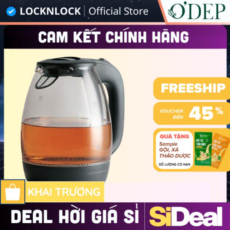 Ấm đun nước siêu tốc LocknLock 1.7L 1850W - Chính hãng  EJK432 - SIDEAL SIA