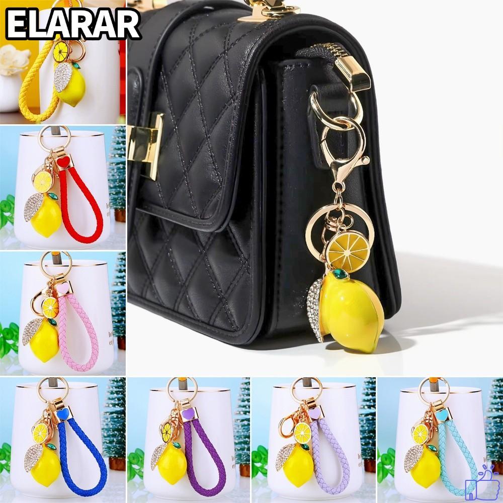 ELARA‌R ​​Nhẫn chìa khóa kim cương giả​​, Màu vàng tươi​​ ​​Hợp kim bền​​ Móc khóa chanh​​, Đá lấp l