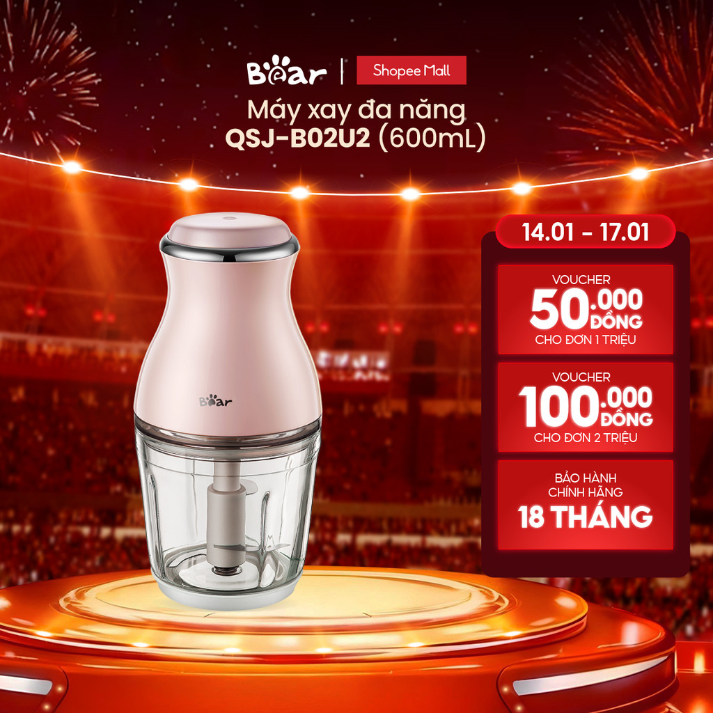 Máy Xay Thực Phẩm Đa Năng Bear 0.6L B02U2/B02X5 - Hàng Chính Hãng