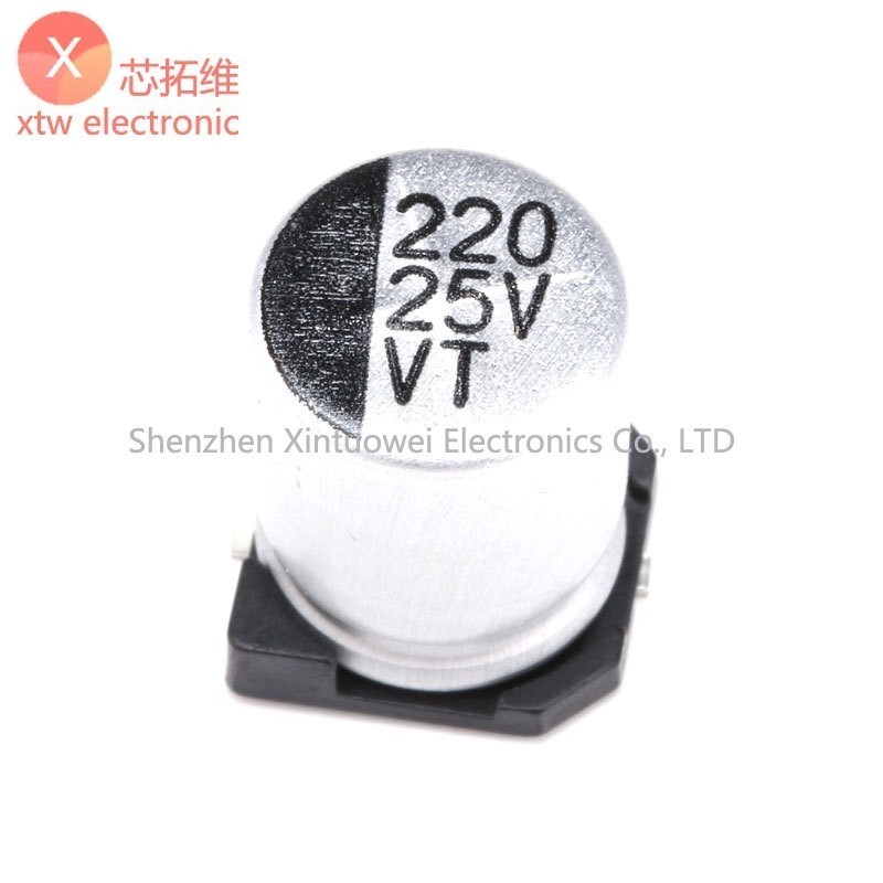 10 Cái / lốc Chất Lượng Cao Chip Nhôm Điện Phân Tụ 25V 220UF 8 * 10.5MM 220UF SMD Chip Điện Phân