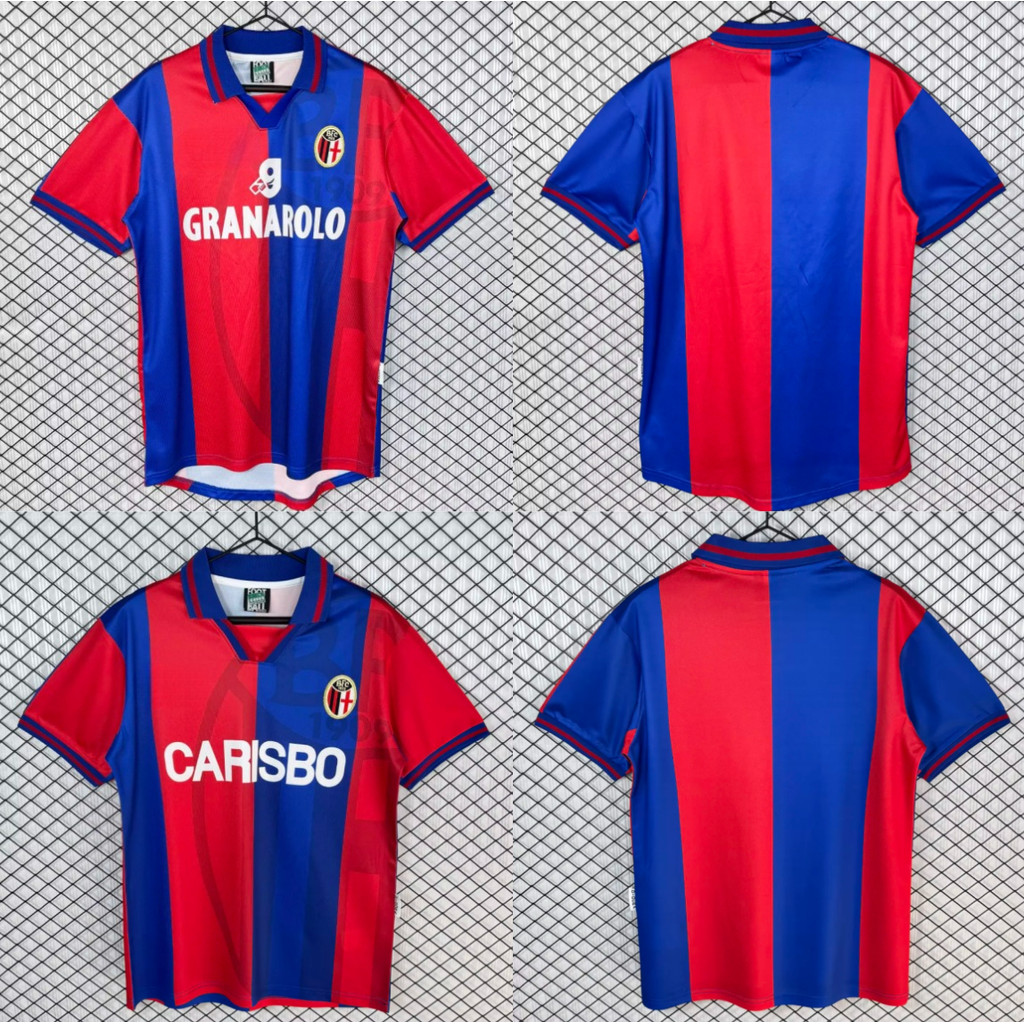 Áo thun bóng đá ngắn tay nam phiên bản cổ điển của đội nhà Bologna