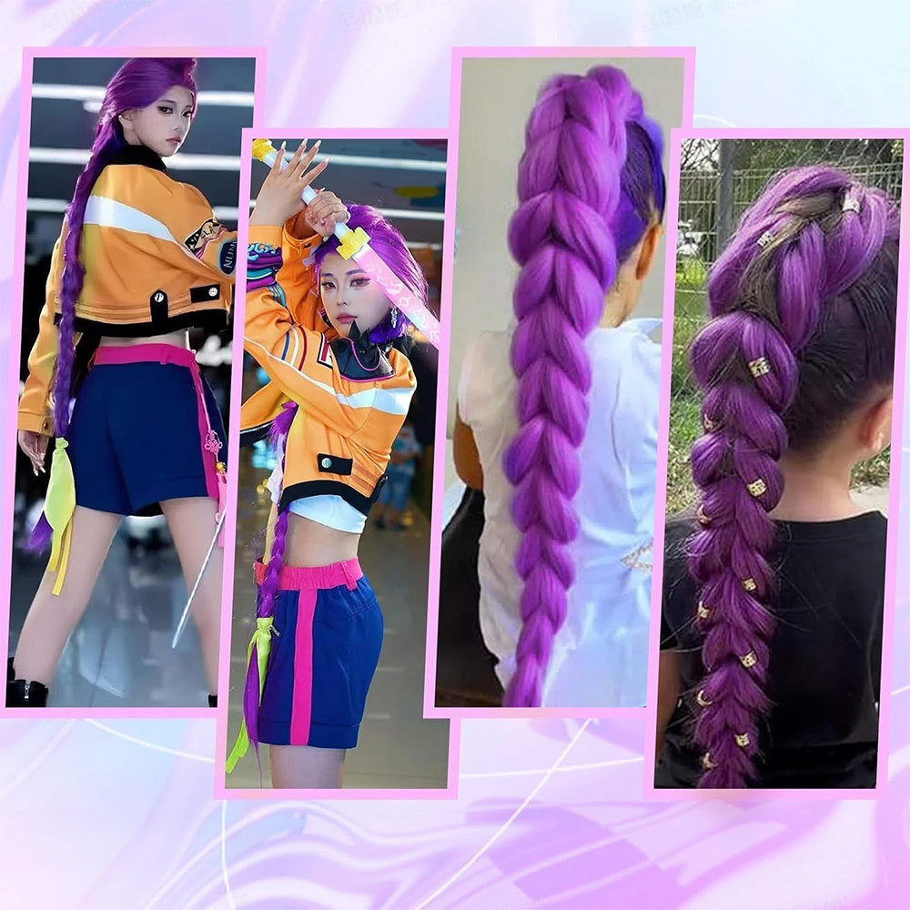 Purple Hair Extensions For Braids Braid Synthetic Braiding Hair Cosplay KPOP Demon Hunters Rumi Hair