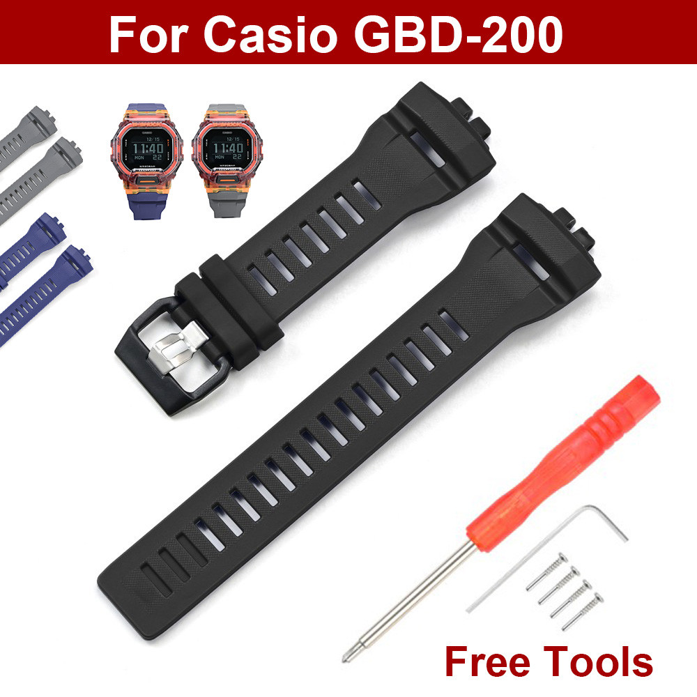 Dây đeo đồng hồ cao su màu đen cho dây đeo đồng hồ Casio G-SQUAD GBD-200-1 / 2 / 9 GBD-200RD Dây đeo