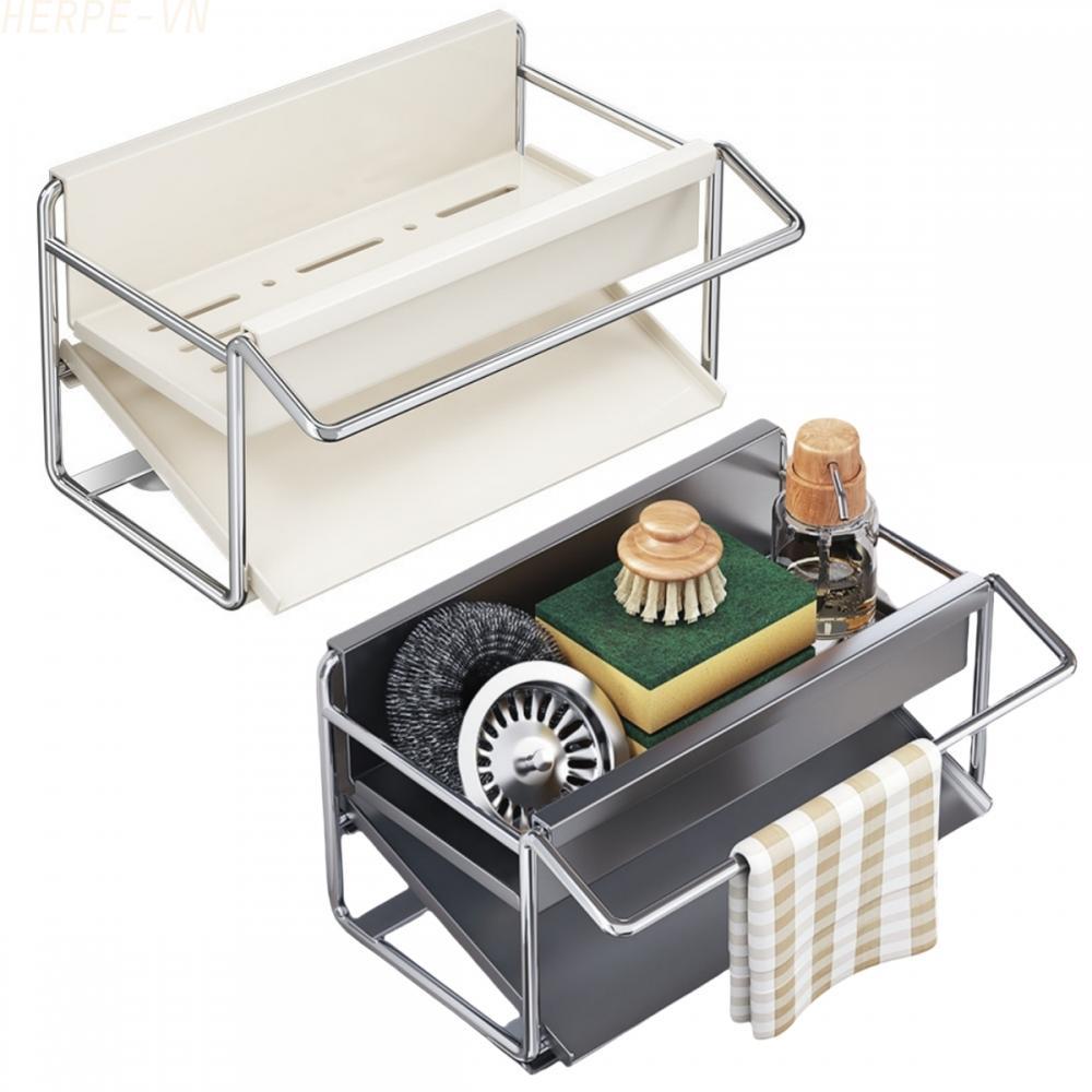 [HERPEVN]Multifunctional Sponge Holder for Kitchen Sink with Drain Tray and Organizer[Ready stock]