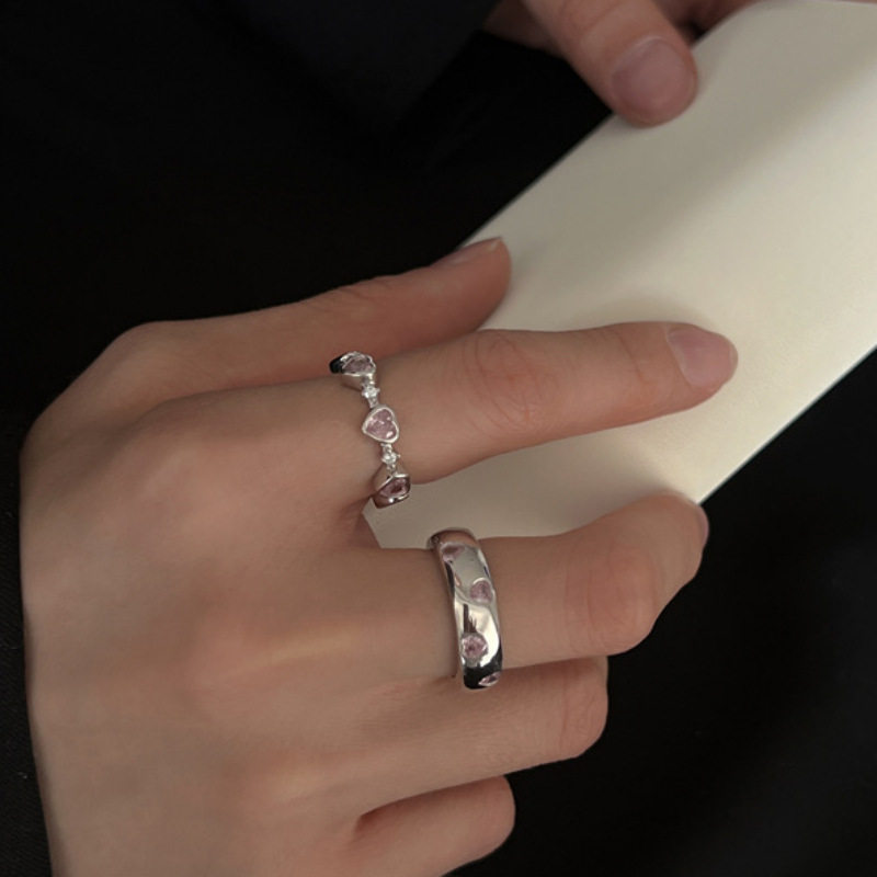 nhẫn bạc nữ thật nhẫn bạc nữ Nhẫn Bạc Nữ Kim Cương Hồng Phong Cách Độc Đáo, Ngọt Ngào và Sáng Bóng