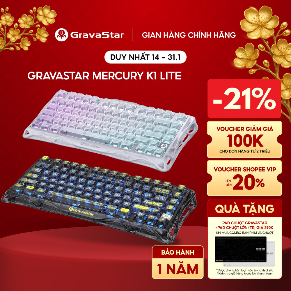 Bàn phím Gaming Gravastar Mercury K1 Lite - Hàng chính hãng - Bảo hành 12 tháng