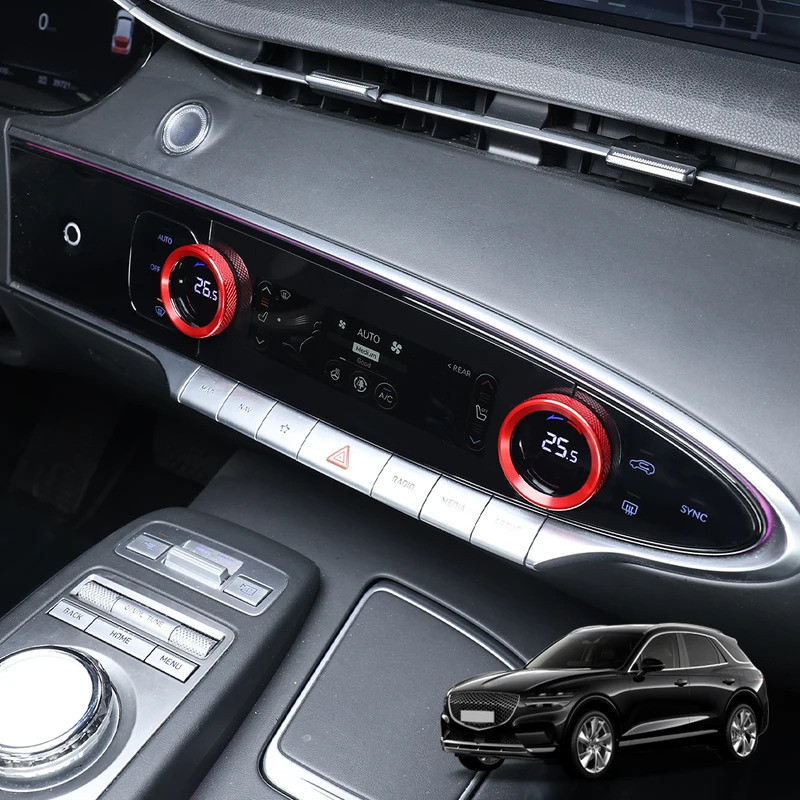 Dành Cho Genesis GV70 2022-2025 2 Chiếc Đen Đỏ Xanh Hợp Kim Nhôm AC Núm Bao Vòng Điều Hòa Viền Nội T