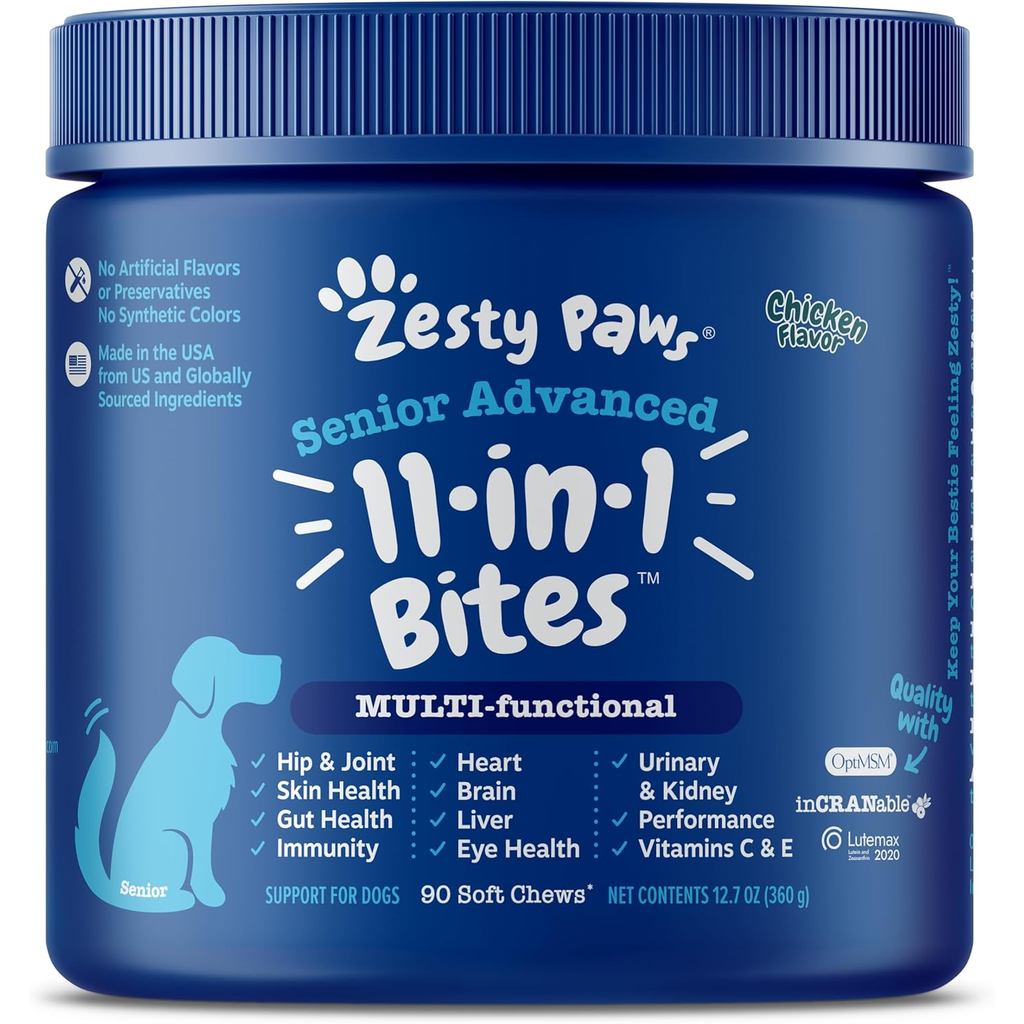 ZestyPawsSeniorMultivitaminTreats-Glucosaminefors + Tiêu hóaEnzyme & Probiotics-GrainFreeVitaminsand