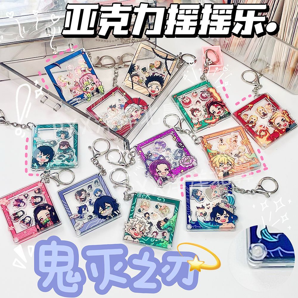 Sản phẩm mới Hàng có sẵn Demon Slayer Móc khóa Acrylic Lắc Happy Butterfly Ninja Nezuko School Bag M