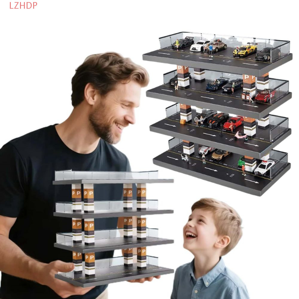 Mô hình bãi đậu xe LZHDP, Giá trưng bày mô hình ô tô cảnh nhà để xe mô phỏng, tỷ lệ 1: 64 tinh tế Mà