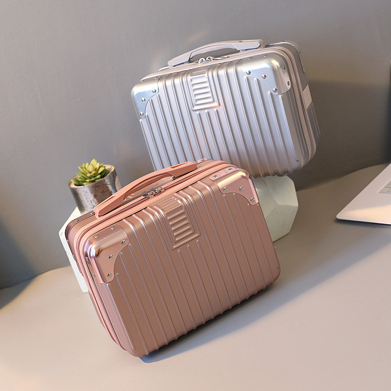 Spot Goods#New Korean Retro Style141-inch suitcase, makeup case, large capacity luggage, small mini 