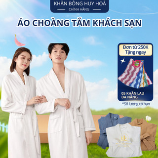 Áo Choàng Tắm Huy Hoà 100% Cotton Dày dặn thấm hút tốt dùng cho du lịch nhà nghỉ khách sạn