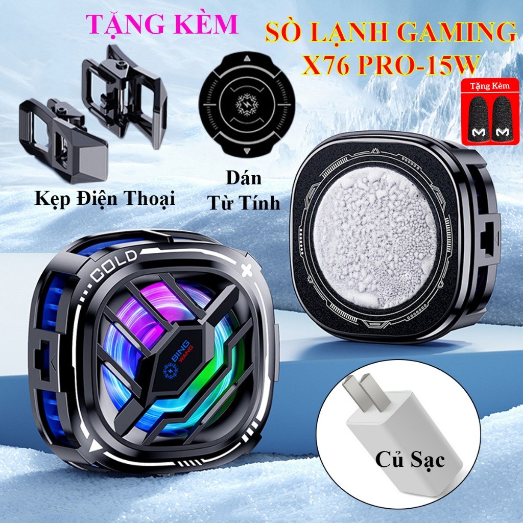 [Bản Pro 2025] Quạt tản nhiệt điện thoại máy tính bảng sò lạnh 3in1 X76 Pro 15W có 3 chế độ làm mát