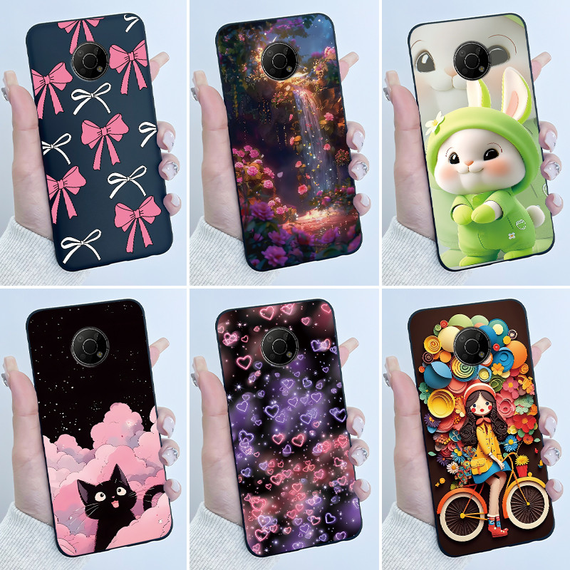 Dành Cho Nokia G300 Ốp Lưng Sang Trọng Dễ Thương Tình Yêu Thỏ Ngộ nghĩnh Màu Đen Mềm Silicon Bảo Vệ 