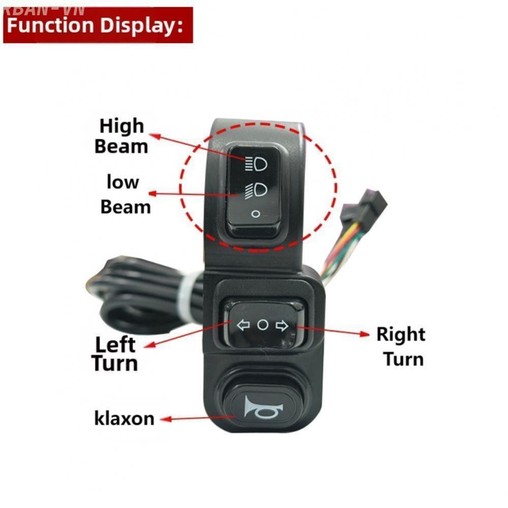 4Pin 6Pin Ebike Headlight Switch Turn Signal and Klaxon Control with 170cm Cable