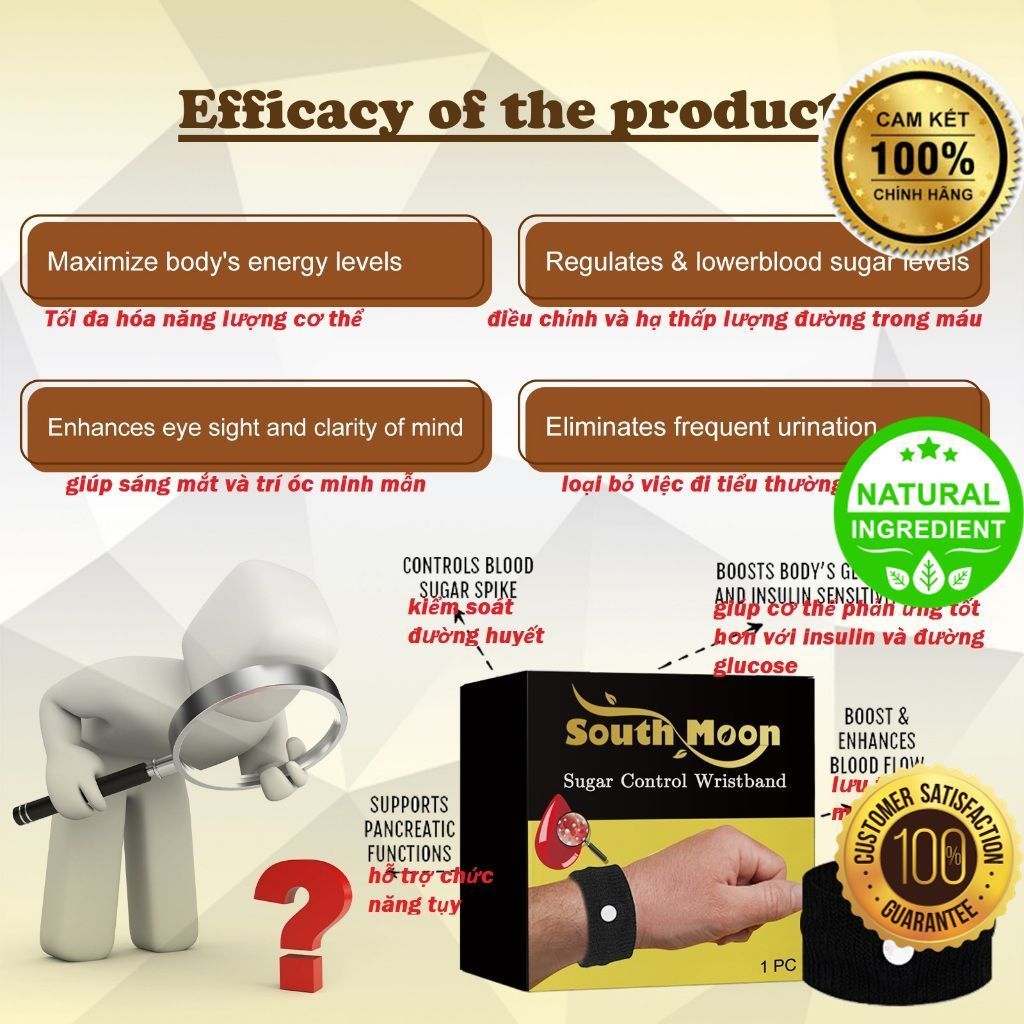 Vòng Tay Ổn Định Đường Huyết, Dành Cho Người Tiểu Đường, Nguy cơ tiểu Đường, Kháng insulin, thảo mộc