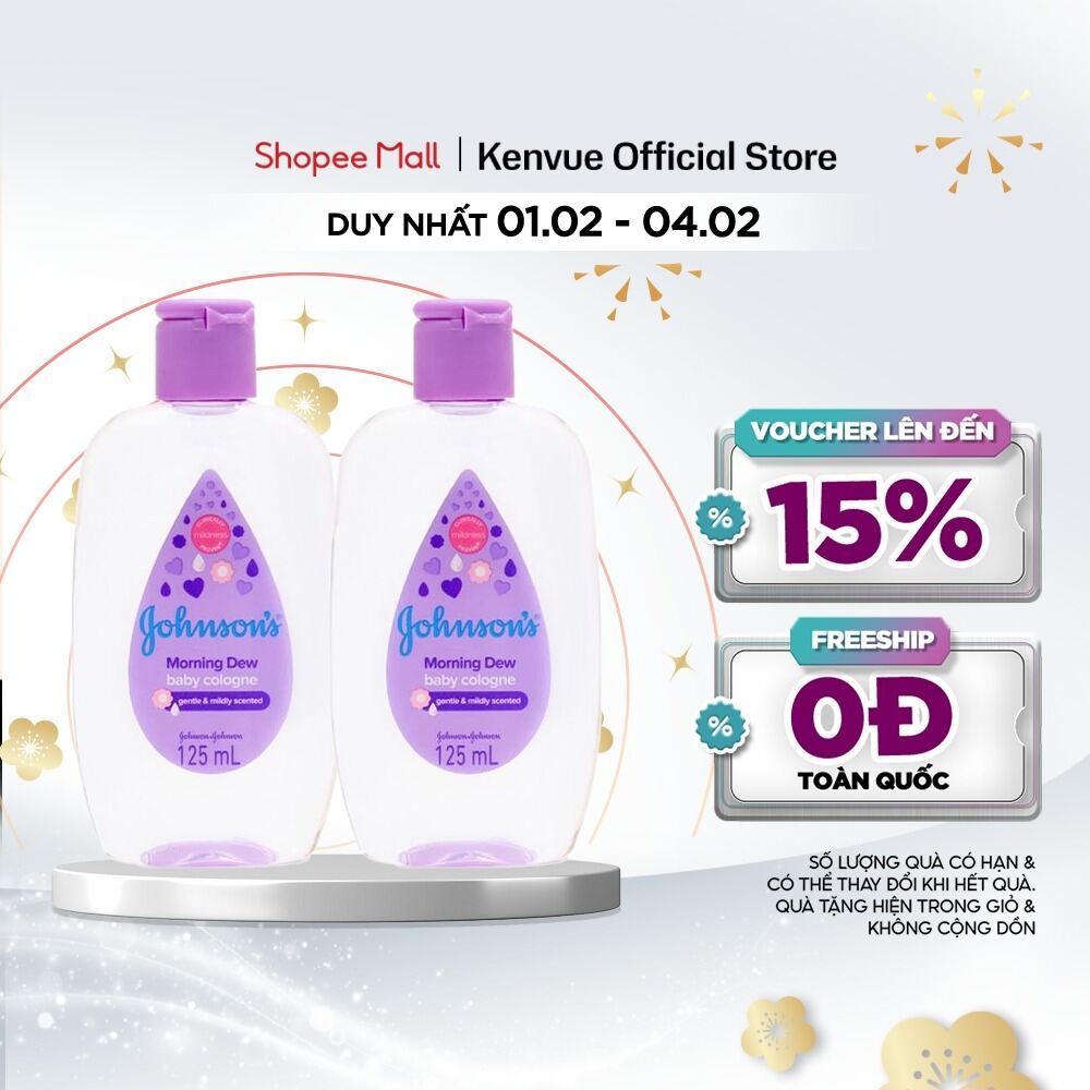 Combo 2 Chai Nước Hoa Cho Bé Johnson's Baby Cologne Hương Ban Mai Morning Dew Baby Cologne 125ml