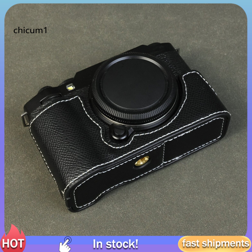 CC Camera Dành Cho Fuji X-m5 Ốp Lưng Camera Chống Va Đập Cho Fuji X-m5 Fujifilm X-m5 Nửa Bao Da Thật