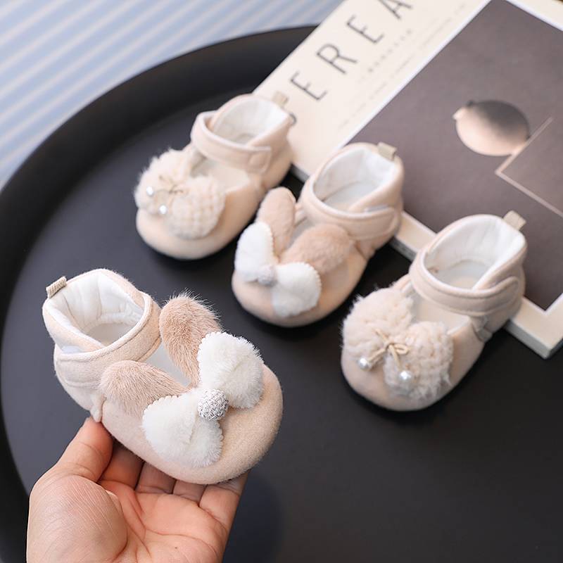 Princess Shoes for Baby Baby Girl Spring and Autumn Thickening Pumps Anti-Drop Toddler Shoes Bow Cut
