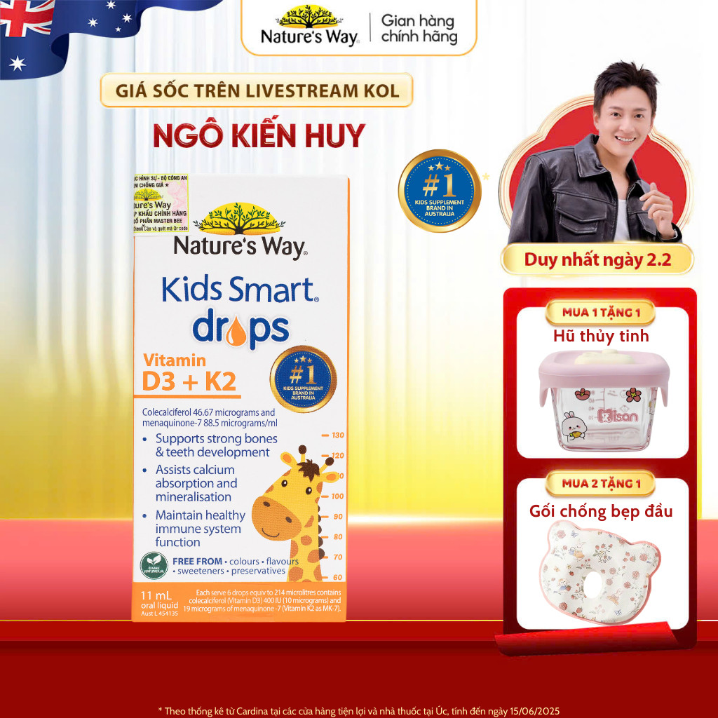 Vitamin D3k2 Organic Nature's Way, D3K2 Cho Trẻ Sơ Sinh Với Thành Phần Hoa Hướng Dương Organic Hộp 1