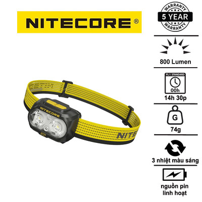 Đèn đeo đầu NITECORE UT27 MCT - 800lm, 3 nhiệt màu sáng & CRI kèm 02 pin 1500mAH Chuyên chạy trail