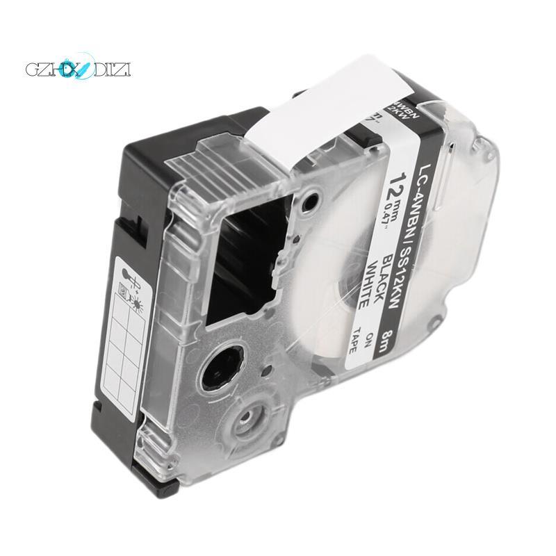 5 Gói Thay Thế -4WBN LC-4WBN9 (SS12KW) Băng Nhãn Cho LabelWorks LW300 LW400 LW500 LW700 Đen Trên Trắ