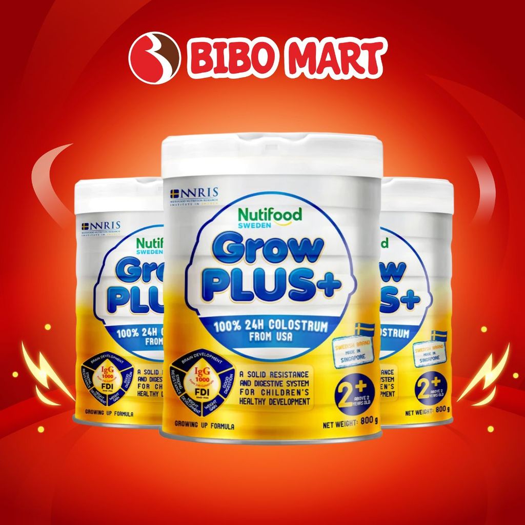 Sữa GrowPLUS+ Vàng Cho Bé Trên 2 Tuổi Lon 800g Hỗ Trợ Phát Triển Chiều Cao - Bibo Mart