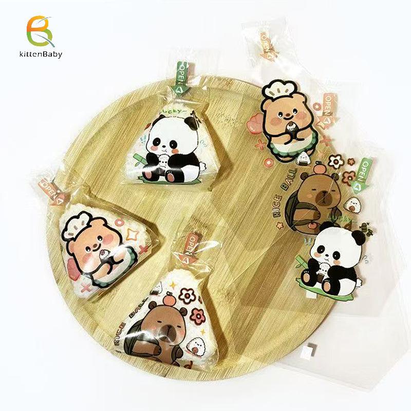 [Baby-t] 100 Chiếc Phim Hoạt Hình Đáng Yêu Cho Tam Giác Cơm Bóng Paaging Túi Nori Onigiri Túi Sushi 