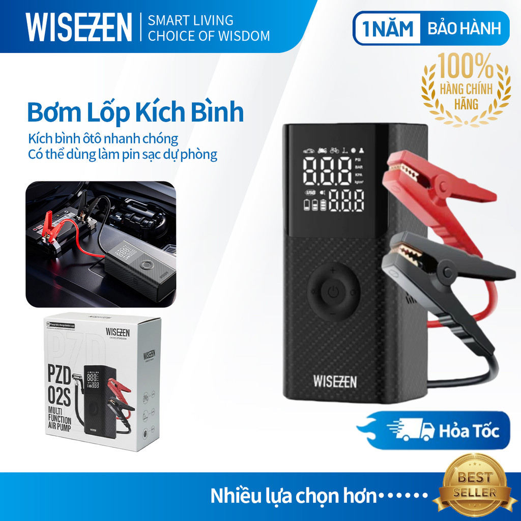 Kích Bình ô Tô Kiêm Bơm Lốp 4 Trong 1 Wisezen